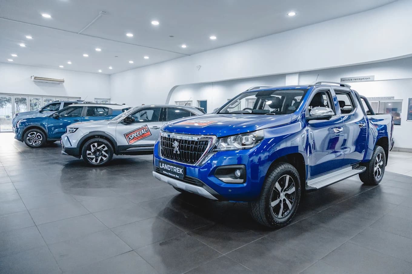 Used Stellantis vehicles on the Richards Bay showroom floor